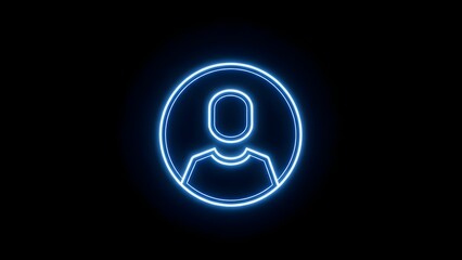 Neon blue glowing user profile icon