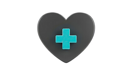Dark Heart with Teal Medical Cross