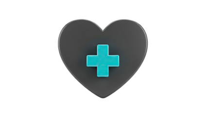 Dark Heart with Teal Medical Cross