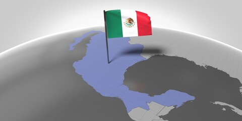 Mexico - country border and flag - 3D illustration
