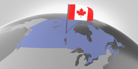 Canada - country border and flag - 3D illustration