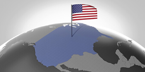 USA, United States of America - country border and flag - 3D illustration