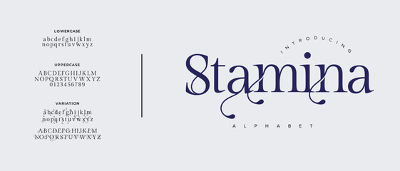 Elegant Font Uppercase Lowercase and Number. Classic Lettering Minimal Fashion Designs. Typography modern serif fonts regular decorative vintage concept. vector illustration
