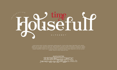 Elegant Font Uppercase Lowercase and Number. Classic Lettering Minimal Fashion Designs. Typography modern serif fonts regular decorative vintage concept. vector illustration