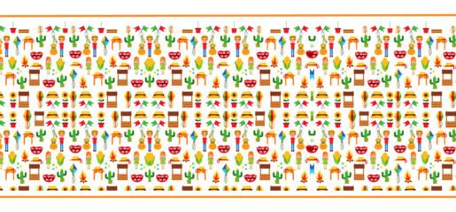 Colorful pixel art border featuring western and desert elements on transparent background