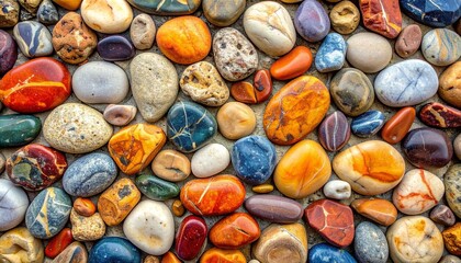 Polished Multicolored Stones with Swirls, Stripes, and Marbled Patterns Arranged Closely Together