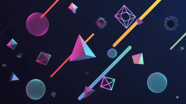 Vibrant Neon Abstract Shapes in Motion.