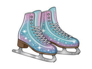 Colorful Pastel Starry Ice Skates, Transparency PNG