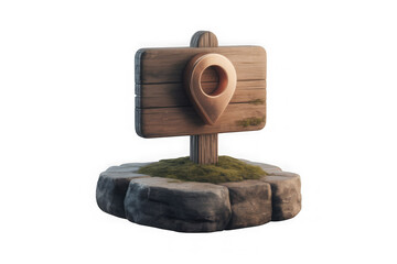 Location Pin on Wooden Signpost Transparency PNG