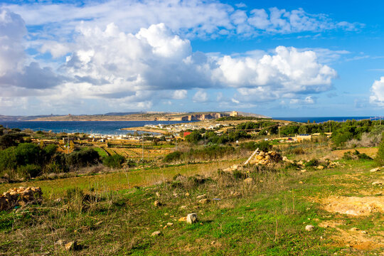 Rural landscape on Malta. Marfa Peninsula.