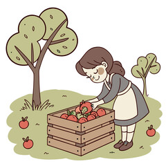 girl and apple