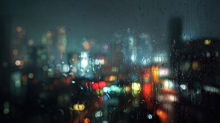 Obraz premium Rainy night cityscape