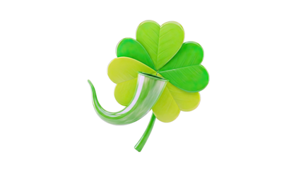 Four-leaf clover with a green horn