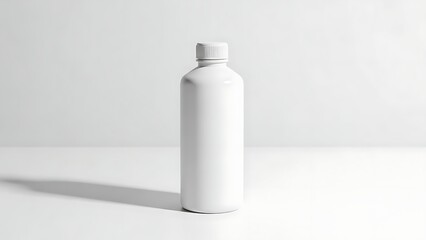 White plastic bottle with screw on cap container packaging 1