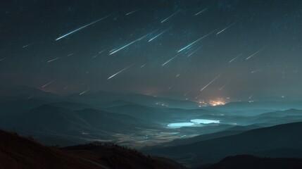 Night sky meteor shower