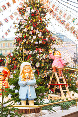 New Year and Christmas decorations in the city. Festive decorations on Manezhnaya Square.