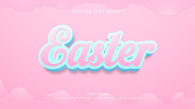 easter editable text effect 3d vector