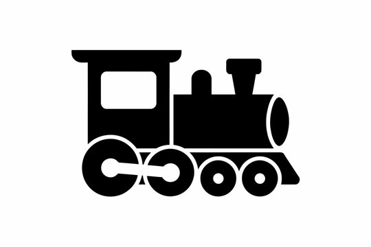 Black and white train engine icon illustration design element