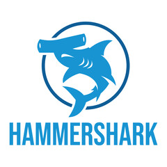 hammerhead shark flat minimalist logo design