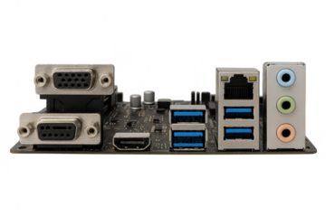 Computer motherboard i/o panel with connectors and ports