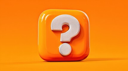 Bright orange background featuring a large 3D question mark symbolizing curiosity and inquiry