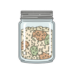 Body scrub in a glass jar, isolated object on a transparent background