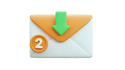 Email Notification Icon with Download Arrow and Badge