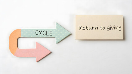 Flat lay of paper arrows representing a cycle concept