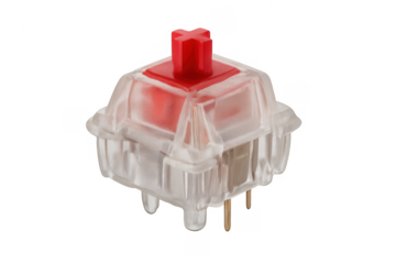 Red linear mechanical keyboard switch component on transparent background
