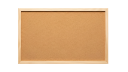 Cork board with wooden frame isolated PNG, bulletin board for notes and reminders on transparent background