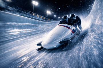 Dynamic Bobsleigh Racing on Ice Track