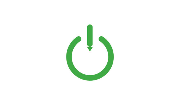 Green Power Button Icon Symbol.
