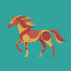 Obraz premium Colorful Horse Illustration Running Freely.
