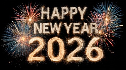 Celebratory fireworks display for New Year 2026, with vibrant colors and festive atmosphere