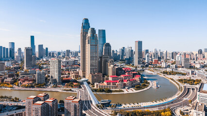 The skyline of Chifeng Bridge and Jinwan Square CBD in Tianjin, China © Govan