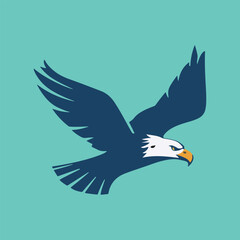 Obraz premium Flying Eagle Vector Illustration with Spread Wings – Bold Wildlife Logo