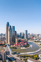 The skyline of Chifeng Bridge and Jinwan Square CBD in Tianjin, China © Govan