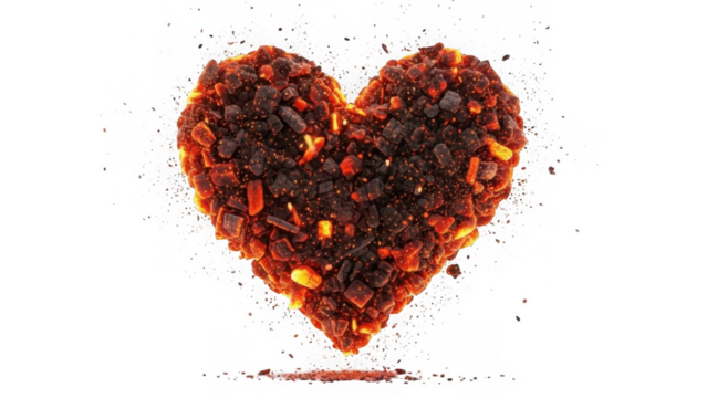 Heart shaped chili pepper flakes isolated on transparent background - Powered by Adobe
