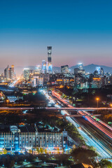 Obraz premium High angle night view of the skyline of CBD in Beijing, China