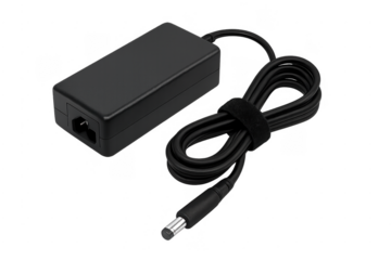 Black power adapter supplying electricity to electronic devices