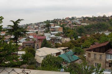 Residential Houses Built On Hillside In Tbilisi Georgia Panorama