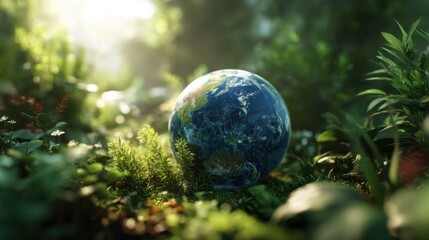 Earth globe in nature