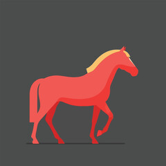 Obraz premium Red Horse Illustration Running Sideways Profile.