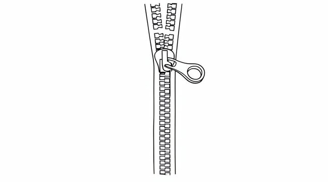 Zipper Opening and Closing Illustration Sequence.