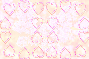 Drawn pink hearts on pale lilac.Valentine's Day