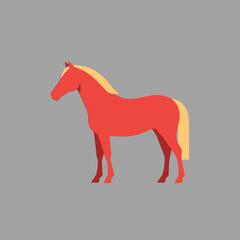 Obraz premium Red Horse Illustration with Blonde Mane.