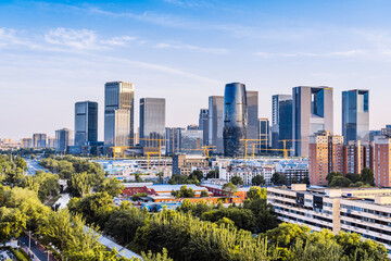 Fototapeta premium Scenery of the Lize CBD Central Business District under construction in Beijing, China