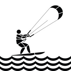 Modern Kitesurfing Vector Illustration.