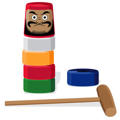 Daruma Otoshi traditional skill game toy.