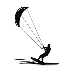 Modern Kitesurfing Vector Illustration.